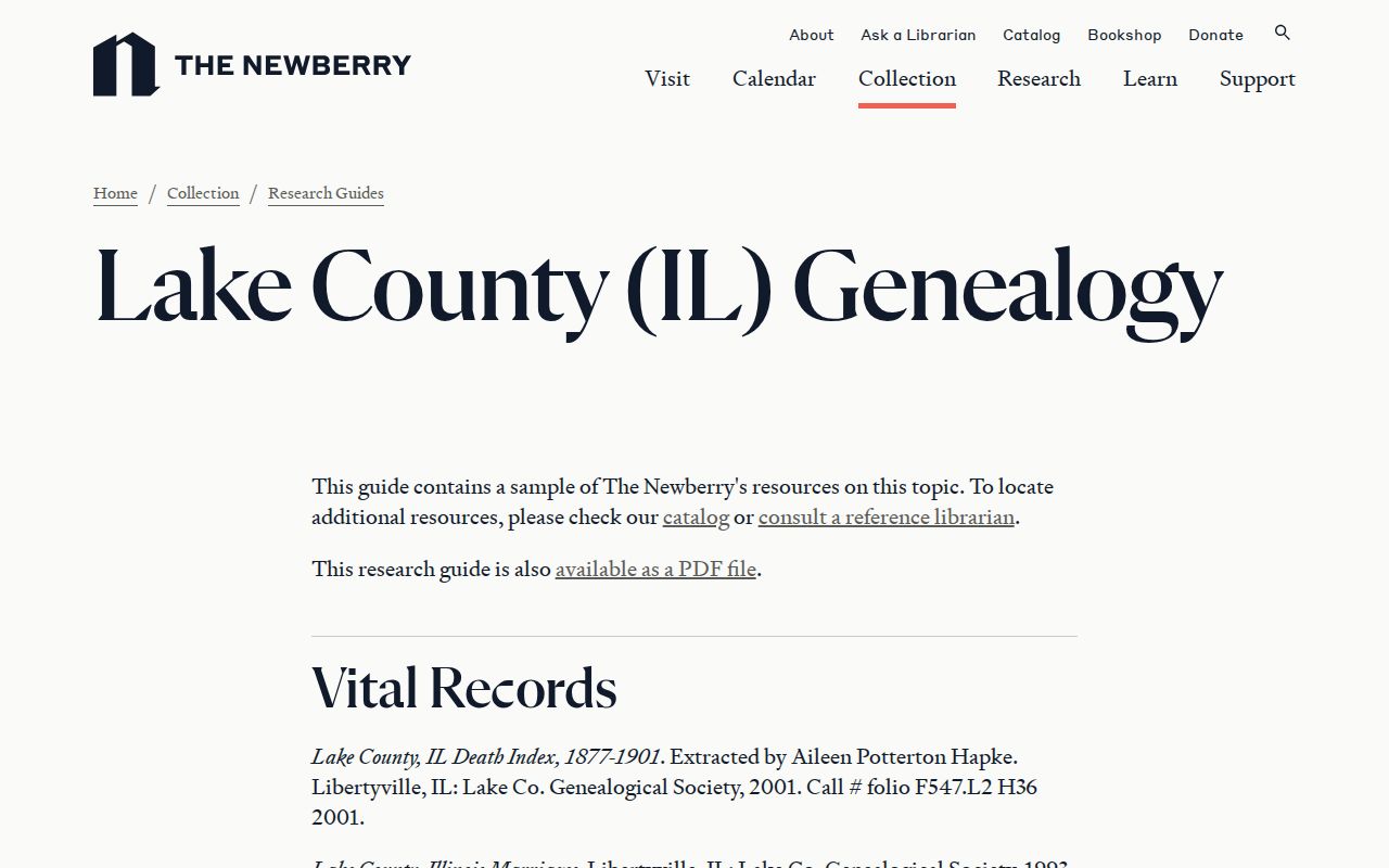Newberry guide for Lake County city directory collections