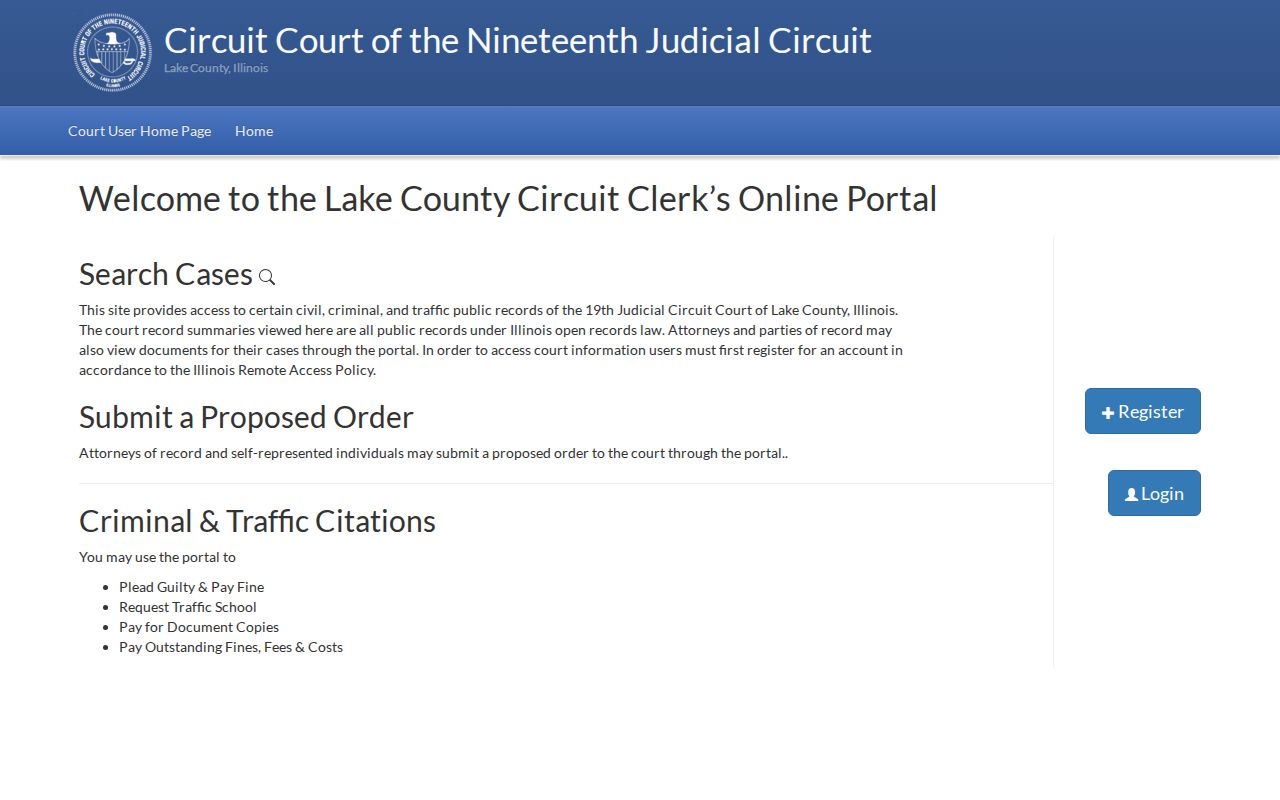 Lake County residents directory eCourt portal