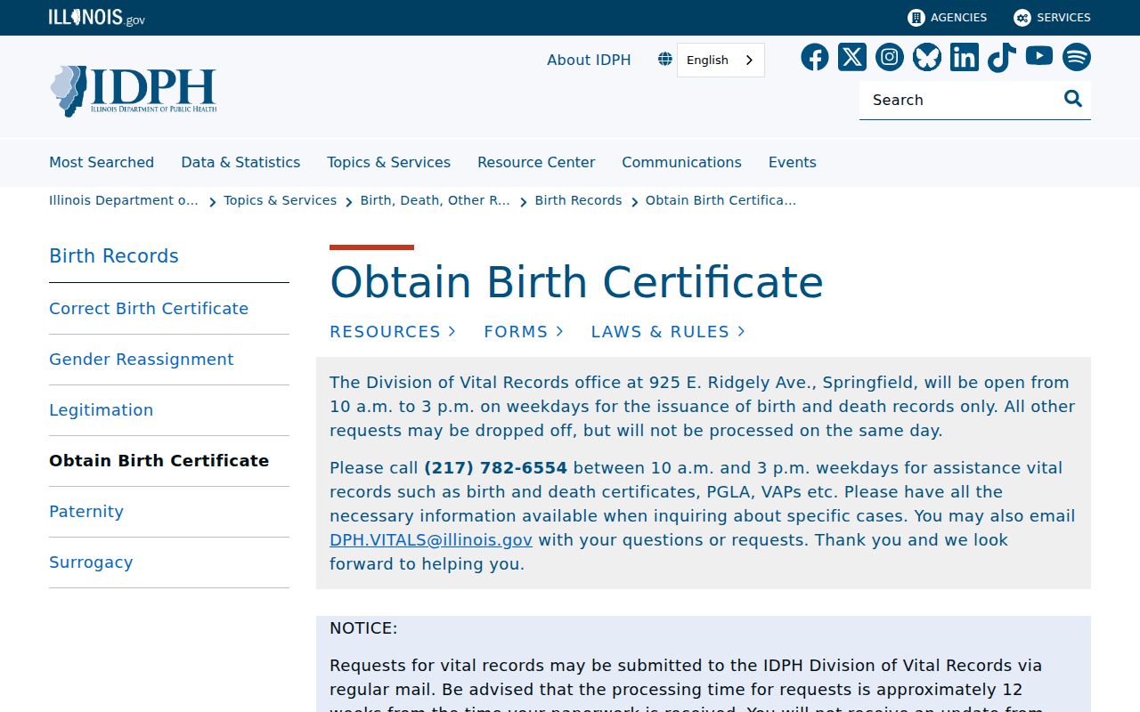 Lake County residents directory Illinois birth record instructions