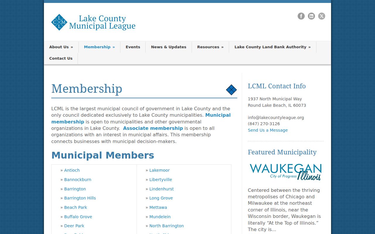 Lake County neighbors Municipal League membership directory