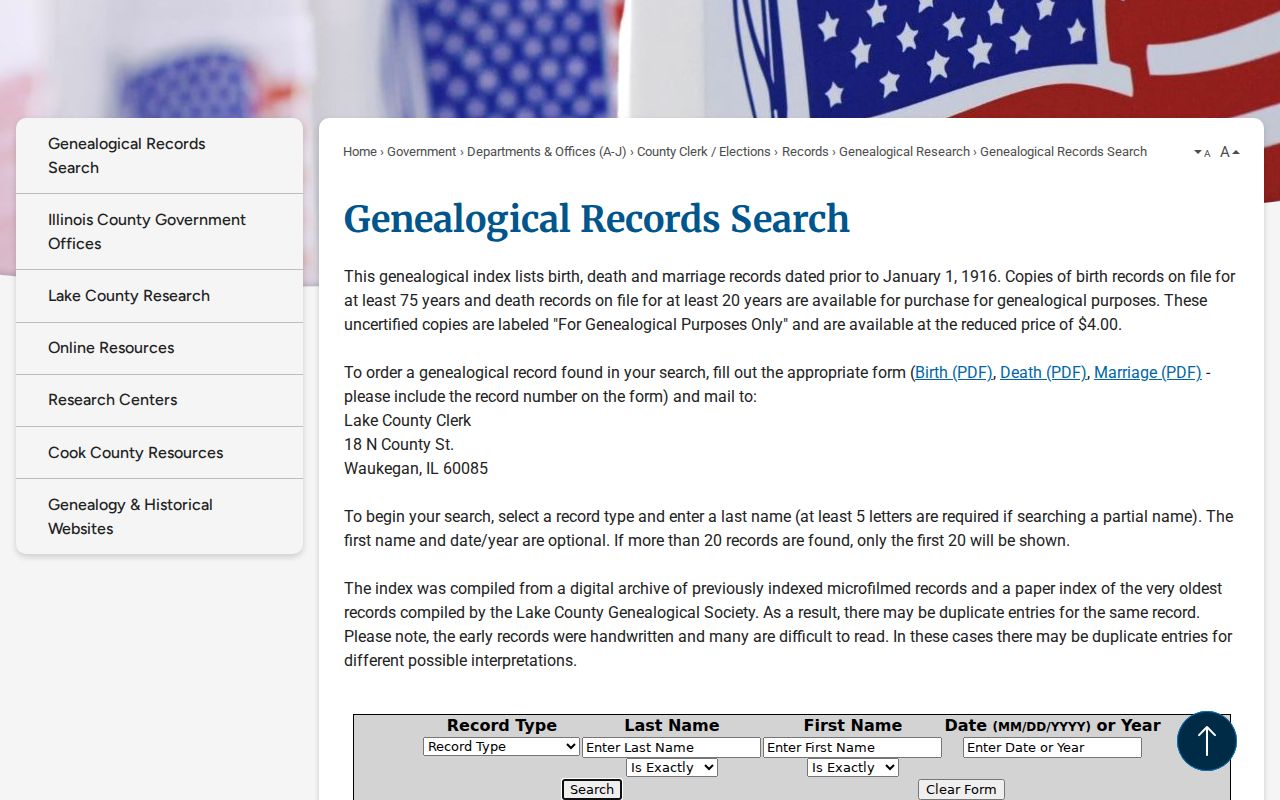 Lake County resident lookup genealogy records search