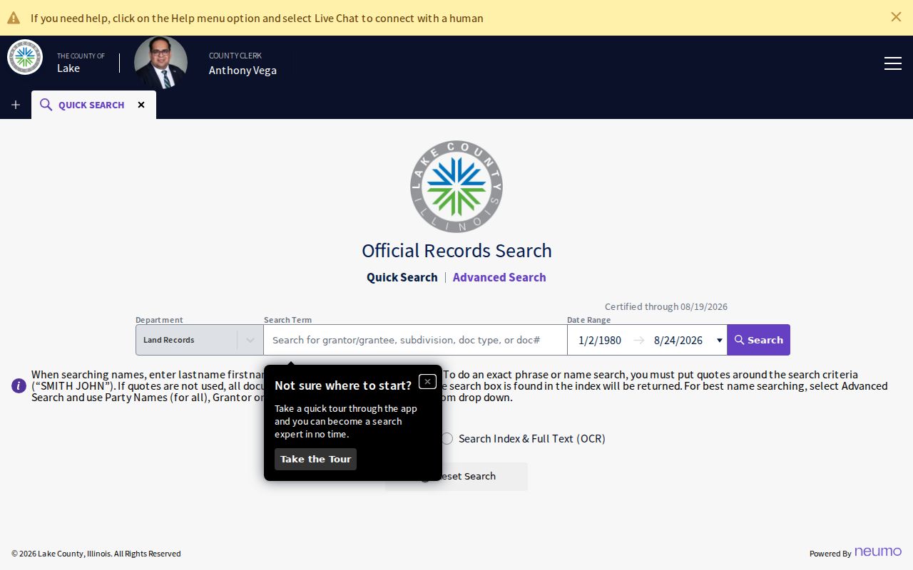 Lake County Official Records quick search