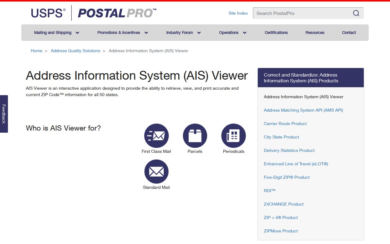 USPS AIS Viewer for Lake County ZIP and delivery data